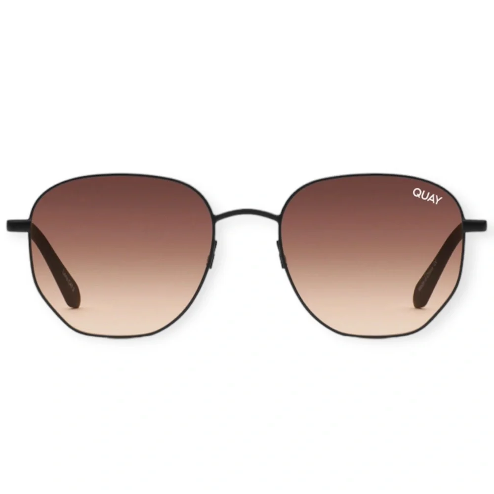QUAY Big Time Sunglasses Black Frame Brown Orange Gradient Lens Unisex NWT